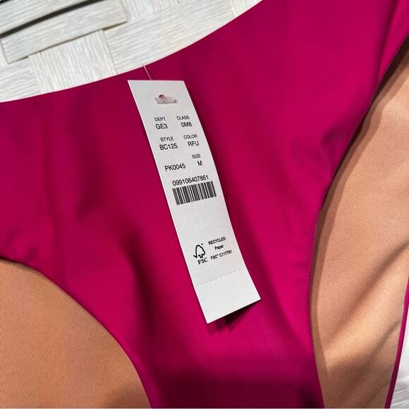 J. Crew Women's Cheeky Bikini Swim Bottom Size S Hot Pink Curved Waist Mid UPF - Picture 6 of 11
